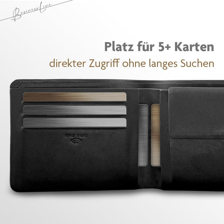 Fa.Volmer ® Hochwertige Herren Geldbörse aus Leder ‒ Ohne Futter, nur Leder ‒ Nahtlos ‒ Abgerundete