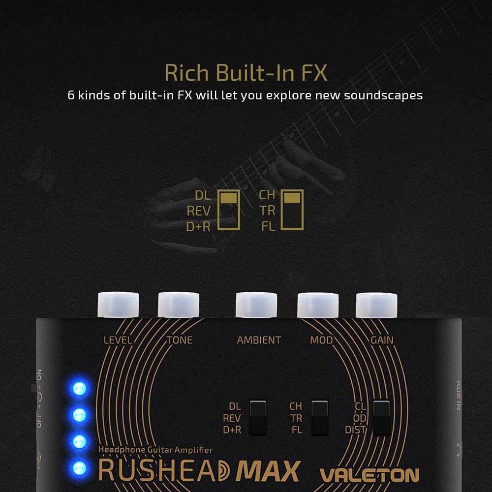 VALETON Rushead Max Mini Verstärker USB Aufladbar Portabel Hosentasche Gitarre Kopfhörerverstärker S