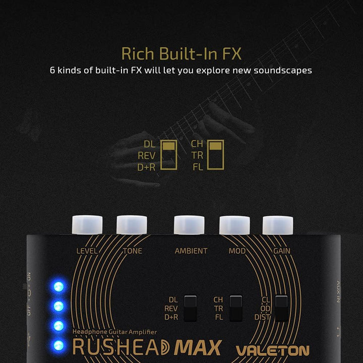 VALETON Rushead Max Mini Verstärker USB Aufladbar Portabel Hosentasche Gitarre Kopfhörerverstärker S