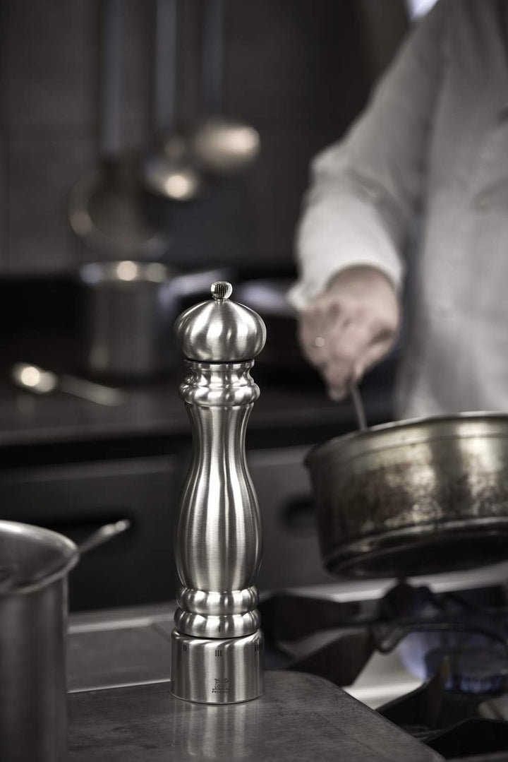 PEUGEOT - Salzmühle Paris Chef u‘Select 30 cm + Steinsalz - Aus Edelstahl - 6 voreingestellte Mahlgr