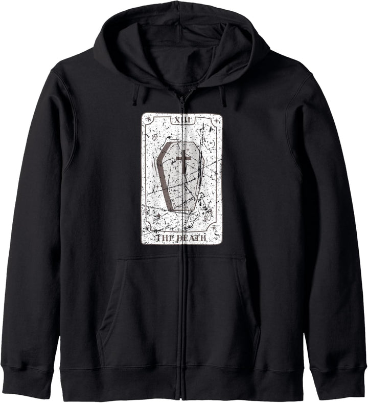 Gothic Hexe Tarot Kartendesign The Death Kawaii Goth Witchy Kapuzenjacke
