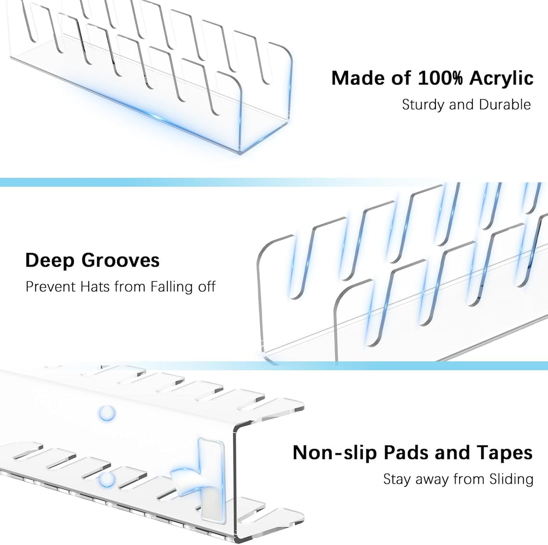 4 Stück Cap Halter, Acryl Cap Organizer Fasst 28 Baseballkappen, Desktop Kappenhalter Keine Installa