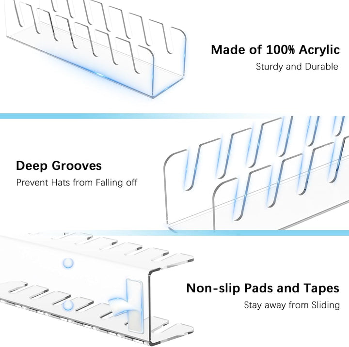 4 Stück Cap Halter, Acryl Cap Organizer Fasst 28 Baseballkappen, Desktop Kappenhalter Keine Installa
