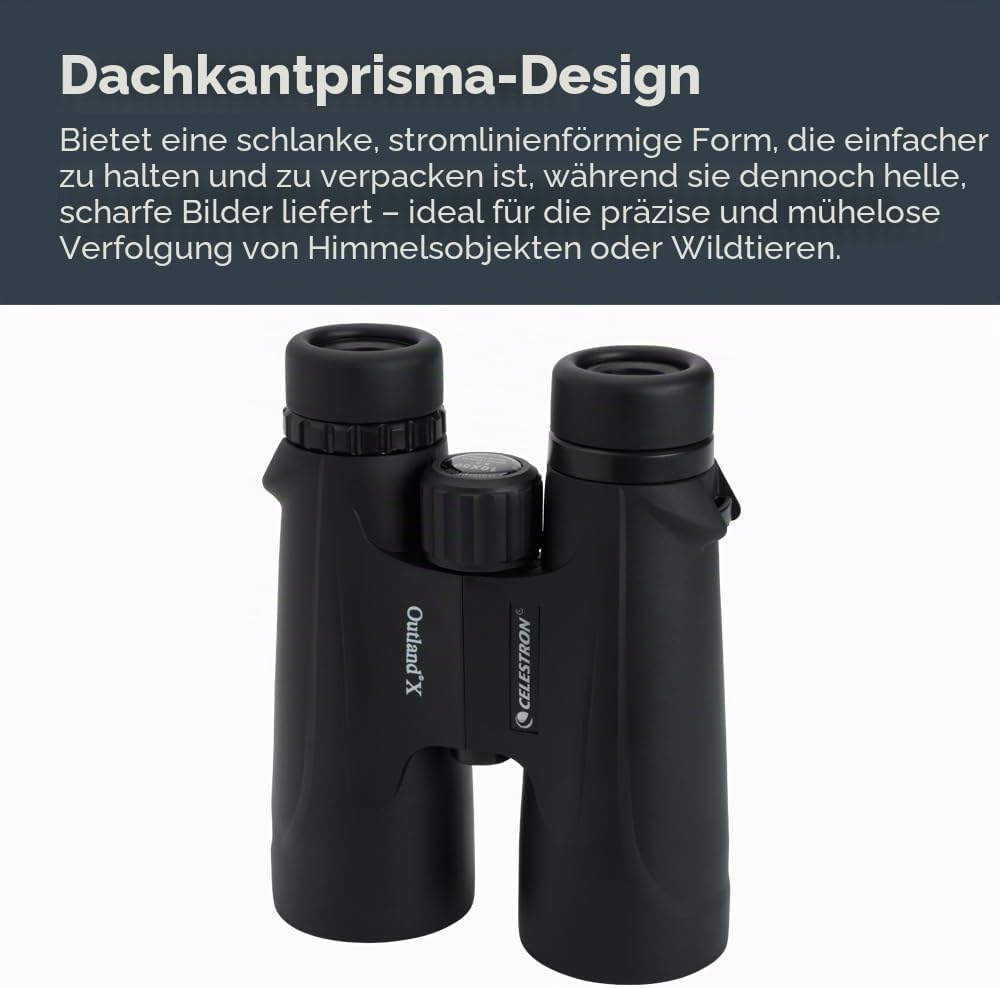 Celestron 71348 10 x 50 Outland X Fernglas – Schwarz Outland X 10 x 50 - Dachprisma, Outland X 10 x