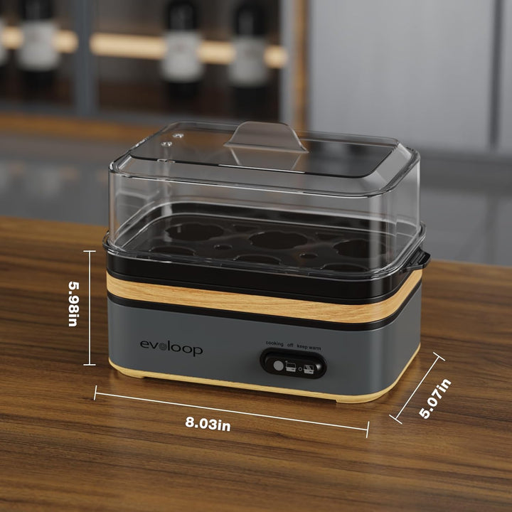 Evoloop Elektrischer Schnellkochtopf, Kapazität für 6 Eier, weich, mittel, gekocht, Wilderer, Eierko