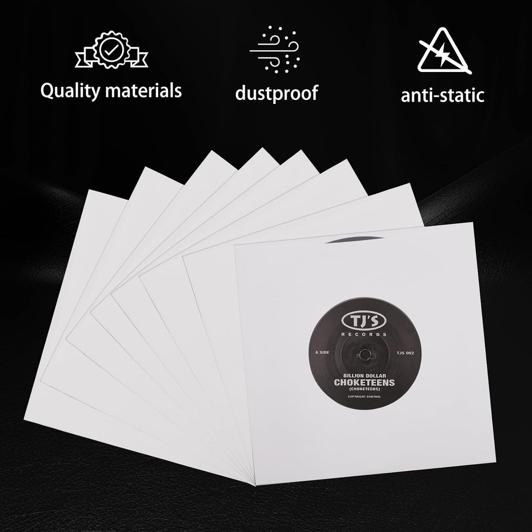 Innenhüllen für Schallplatten, schweres, säurefreies Papier, quadratisch, weiss, Kraftpapier, Innenh