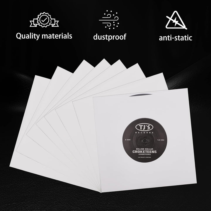 Innenhüllen für Schallplatten, schweres, säurefreies Papier, quadratisch, weiss, Kraftpapier, Innenh