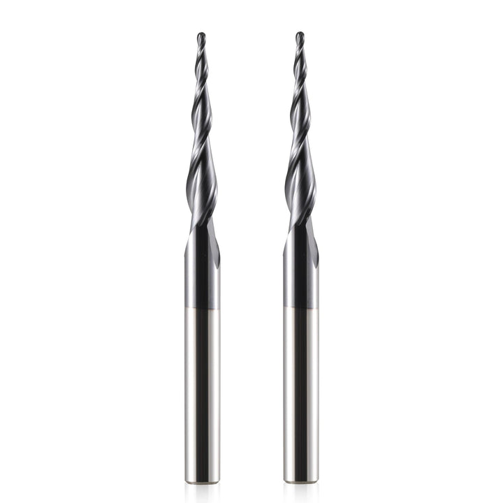 HOZLY Kugelkopffräser Konische CNC Fräser Kugelfräser 2 Stück, R0.75 Spiralnutfräser Bit 6mm Schaft