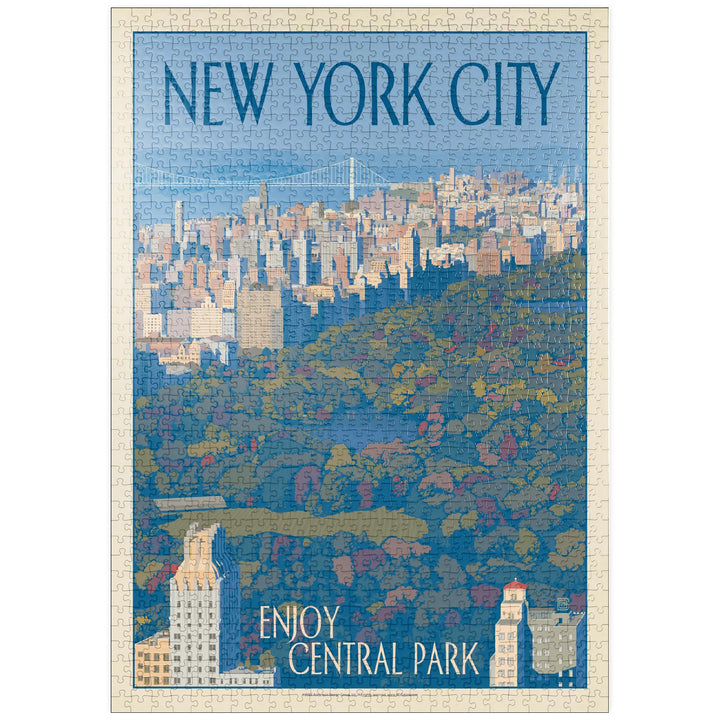 New York City: Enjoy Central Park, Vintage Poster - Premium 1000 Teile Puzzle - MyPuzzle Sonderkolle