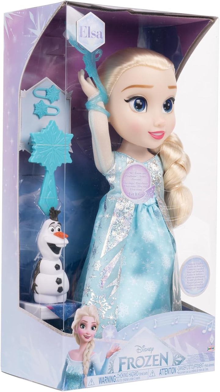 Disney Die Eiskönigin - Frozen - Singende ELSA Puppe 35 cm, singt „Let It Go“, inklusive Zubehör für