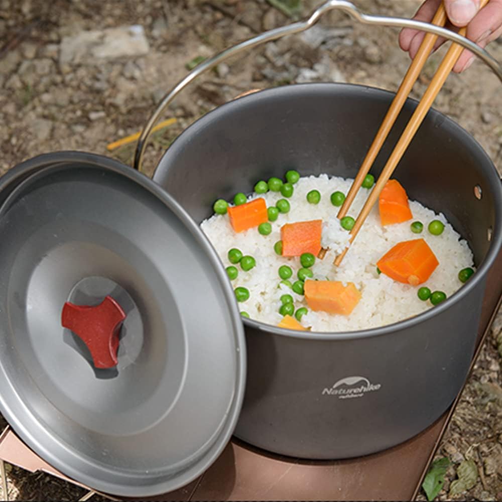 Naturehike Camping Suppentopf Kochgeschirr mit Deckel Gross Outdoor Tragbares Hängetopf Kochset für