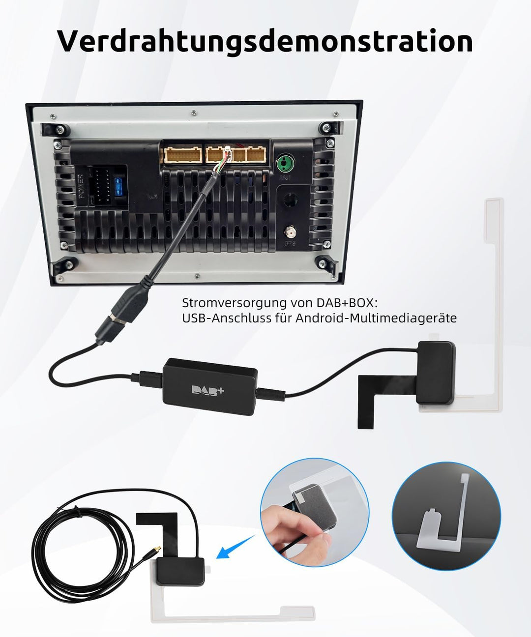 ESSGOO DAB/DAB+ Empfängeradapter für Android Autoradio | Digitaler USB Tuner | Komplettset mit Anten