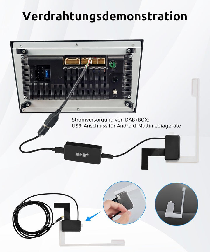 ESSGOO DAB/DAB+ Empfängeradapter für Android Autoradio | Digitaler USB Tuner | Komplettset mit Anten