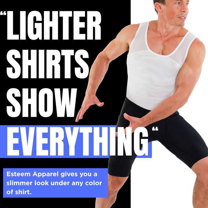 Esteem Apparel Originales Herren-Brustkompressionshemd zum Verstecken von Gynäkomastie Moobs L Schwa
