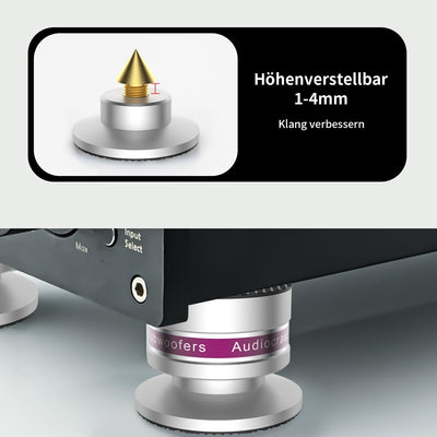 Tertullus 4 Stück Höhenverstellbar Subwoofer Spikes Lautsprecher Spikes Absorbs Sets Mit Untersetzer