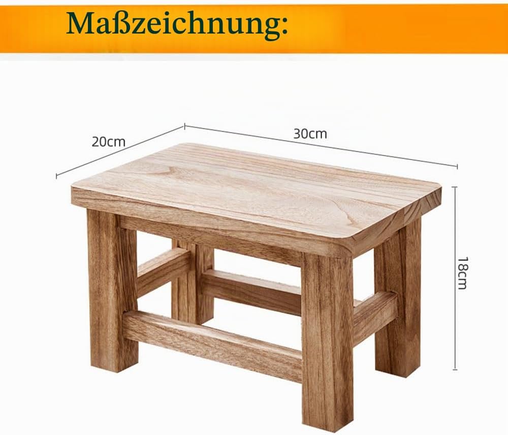 Fussbank aus Massivholz, tragbarer niedriger Hocker, Pflanzentisch, Schuhbank, Bank Sechseckig, Sech