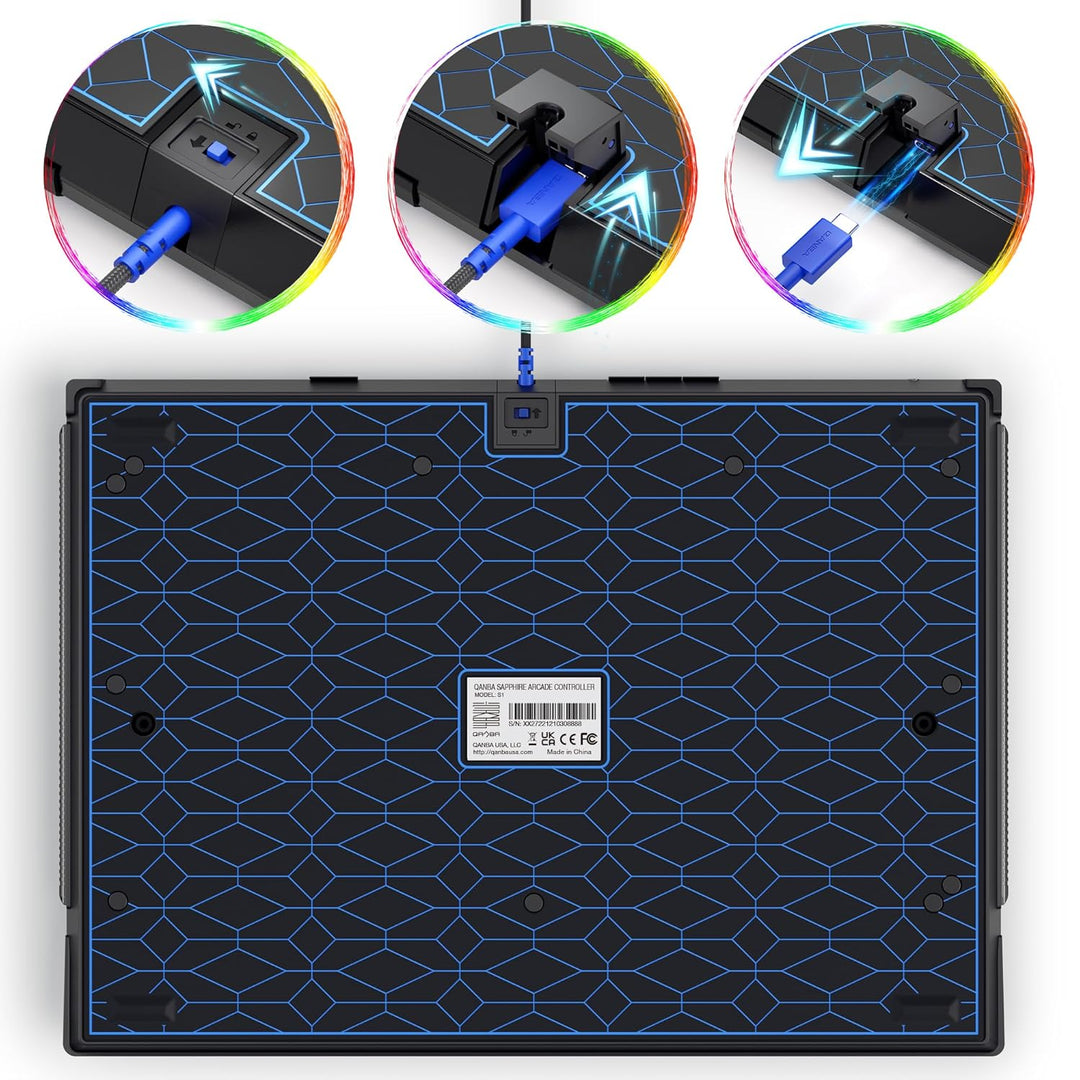 Qanba Sapphire S1 Leverless Arcade Controller Joystick for PlayStation 5 and PlayStation 4 and PC (F