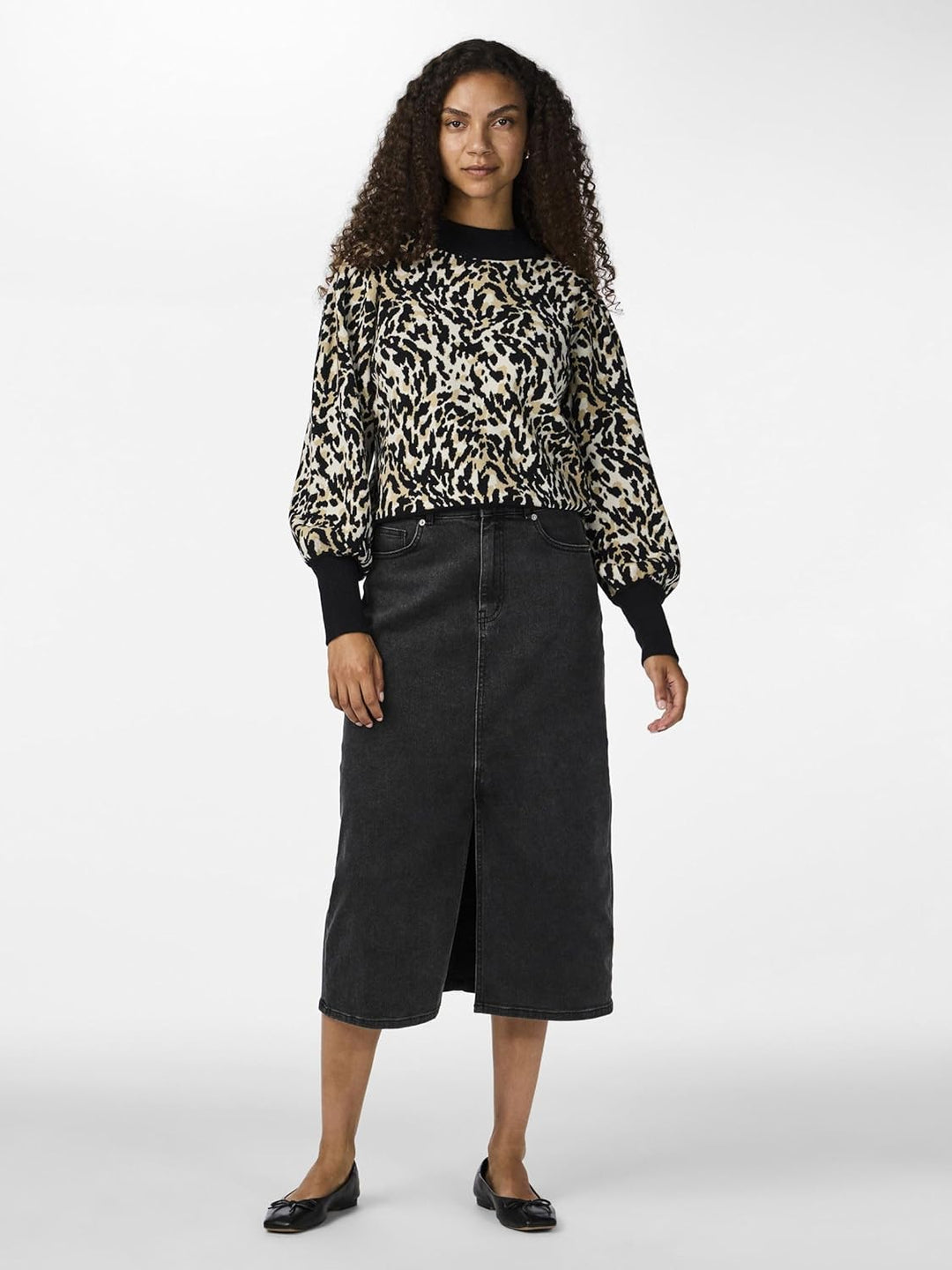 YAS Damen Yasfonny Ls Knit Pullover S. Noos Strickpullover XS Black/Aop:leo Print, XS Black/Aop:leo