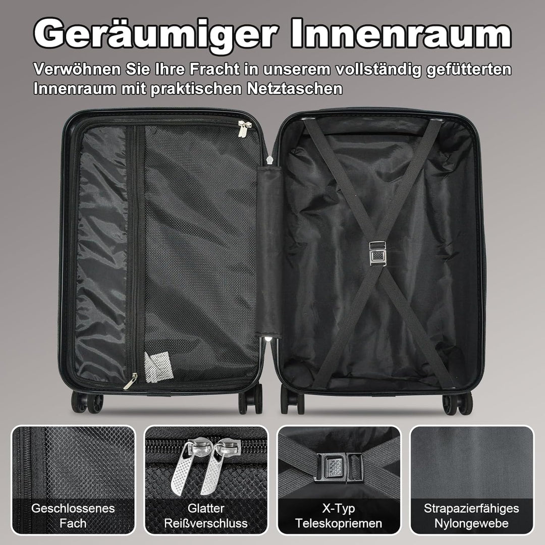 Joyway Kofferset 6tlg Hartschale Leicht mit 4 Rollen und TSA-Schloss Der Gepäcksets Enthält 1 Multif