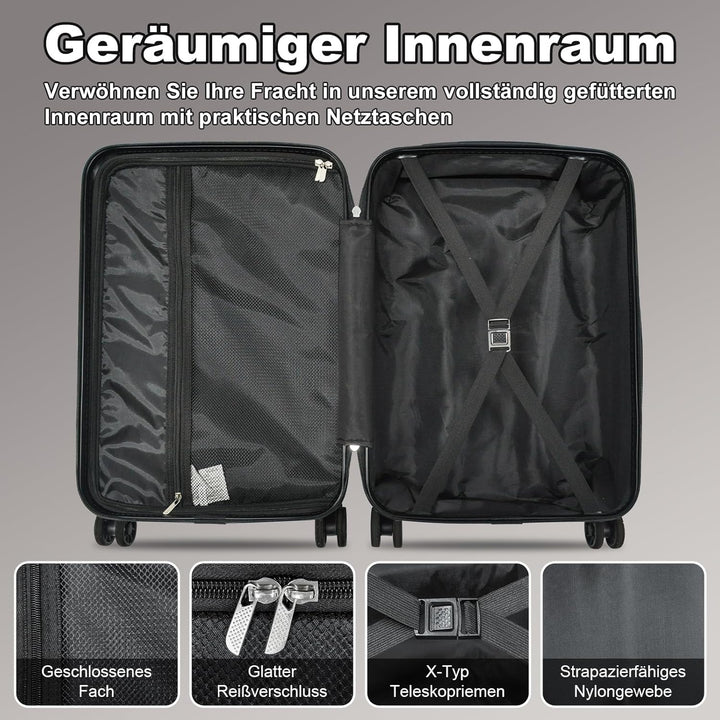 Joyway Kofferset 6tlg Hartschale Leicht mit 4 Rollen und TSA-Schloss Der Gepäcksets Enthält 1 Multif