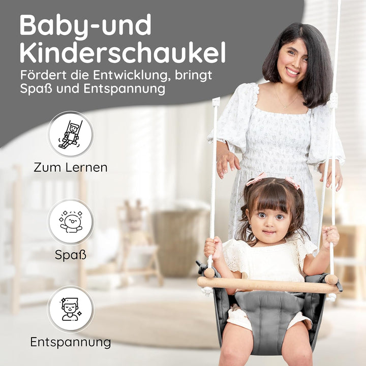 AMAZINGs Baby und Kinderschaukel | Mitwachsende Babyschaukel. Komplettset mit Aufhängung für Indoor