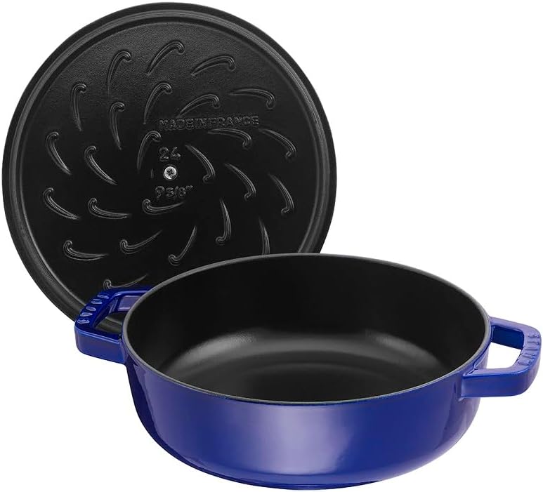 STAUB Gusseisen Bräter, Chistera Tropfenstruktur im Deckel, Rund 28 cm, 3,7 L, Dunkelblau Dunkelblau