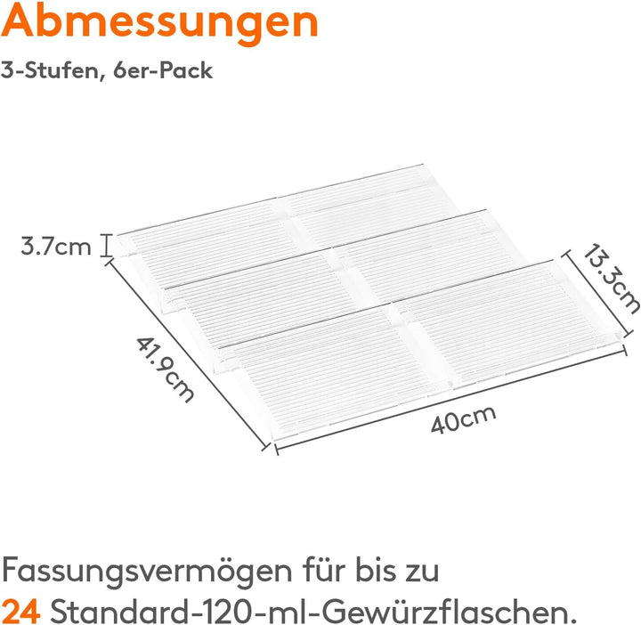 Lifewit Gewürz Organizer Schublade, 6 Stück Abnehmbares Gewürzregal Schublade Breite 20 bis 40 cm, 3
