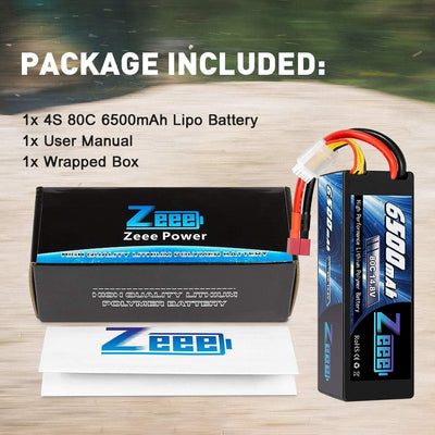 Zeee 4S Lipo Akku 14,8V 80C 6500mAh Hardcase Batterie mit Deans T Stecker für RC Hobby RC Auto RC He