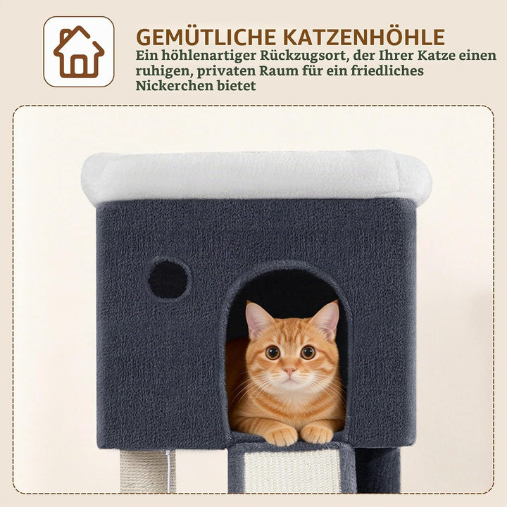 Kratzbaum Klein, 82 cm Hoch Katzenkratzbaum, Katzenbaum Klein mit 2 Gemütlichen Höhlen, 1 Plattform,