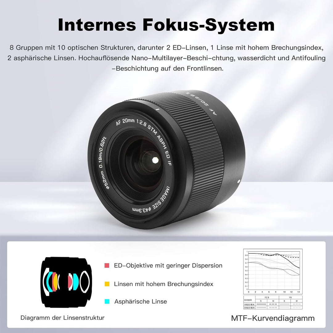 VILTROX 20mm F2.8 F, 20mm F/2.8 Z-Mount Vollformat AF Ultraweitwinkel Autofokus Objektiv für Nikon Z