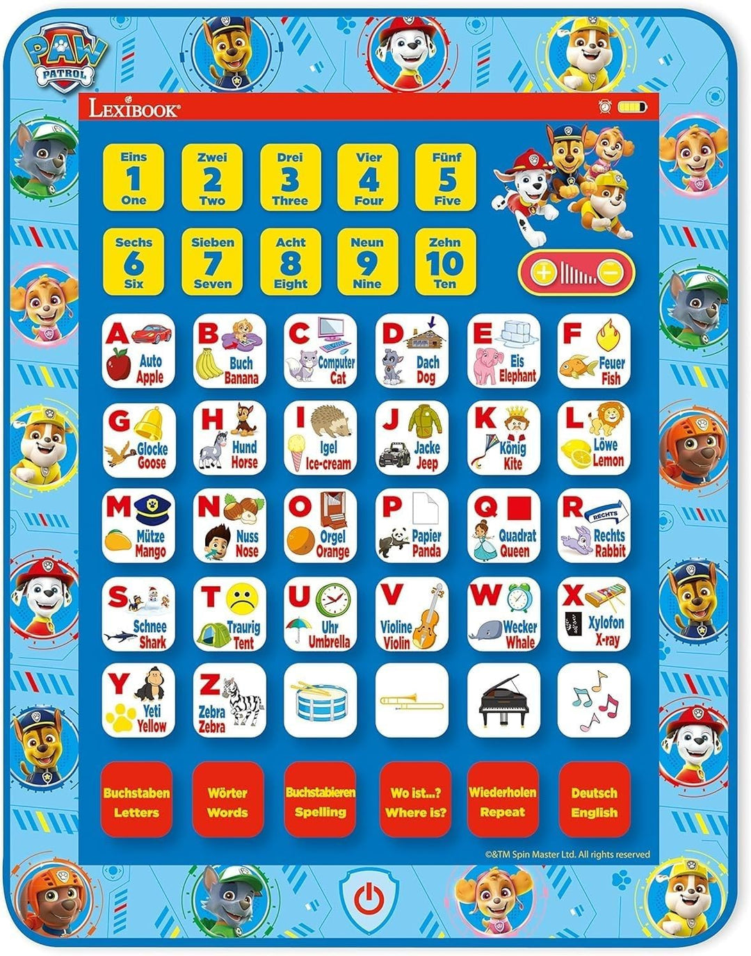 Lexibook, Paw Patrol, Educational Bilingual Interactive Learning Tablet, Spielzeug zum Lernen Alphab