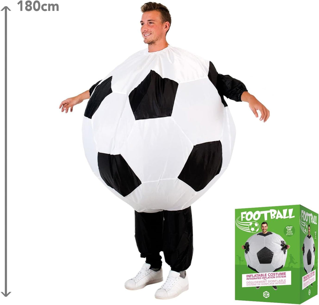 Aufblasbares Kostüm Fussball Soccer | Ausgefallenes Auflbaskostüm | Premium Qualität | Grösse Erwach