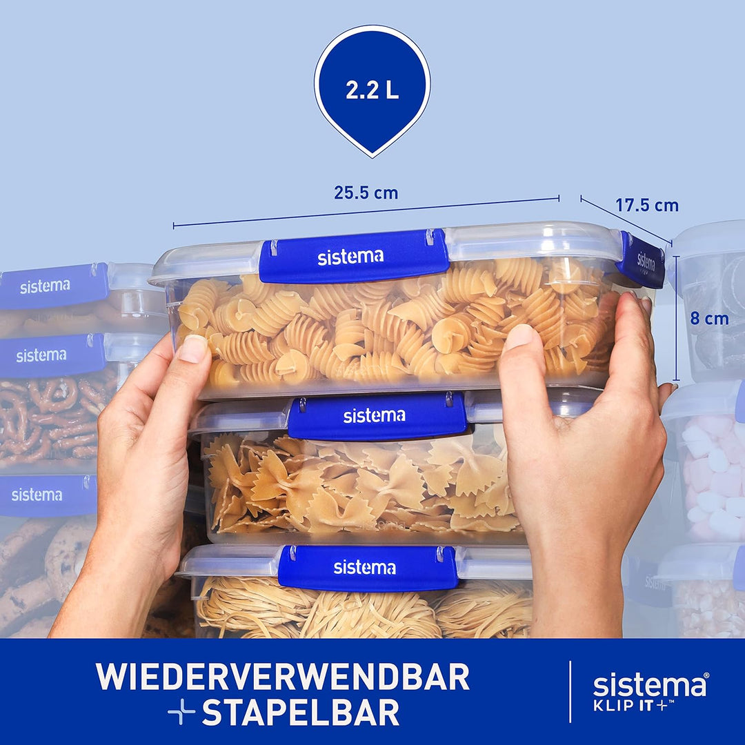 Sistema Klip It Lebensmittelbehälter 2 Liter (3er-Pack), Mahlzeiten- und Essensvorbereitung, mikrowe