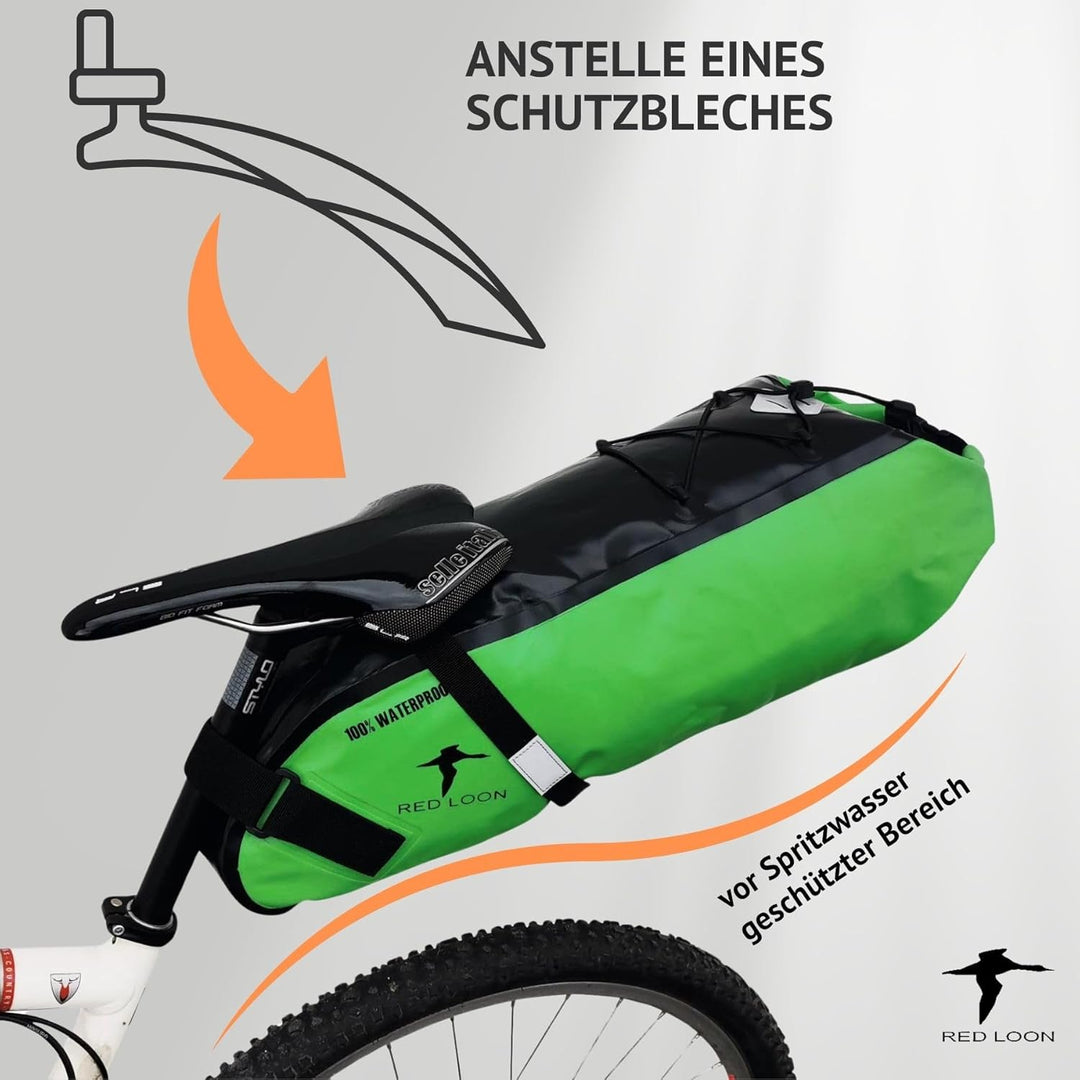 Red Loon Fahrrad Satteltasche Fahrradsitz Tasche Backloader Bike Packing - 15Ltr - wasserdicht reiss