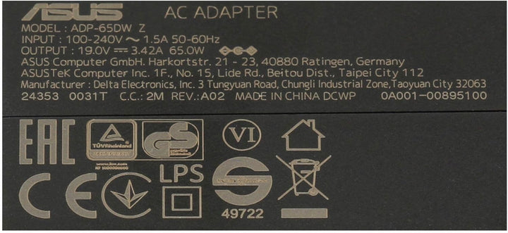 Asus 0A001-00441200 Original Netzteil 65 Watt EU Wallplug Normale Bauform für X201E, ZenBook UX52VS,