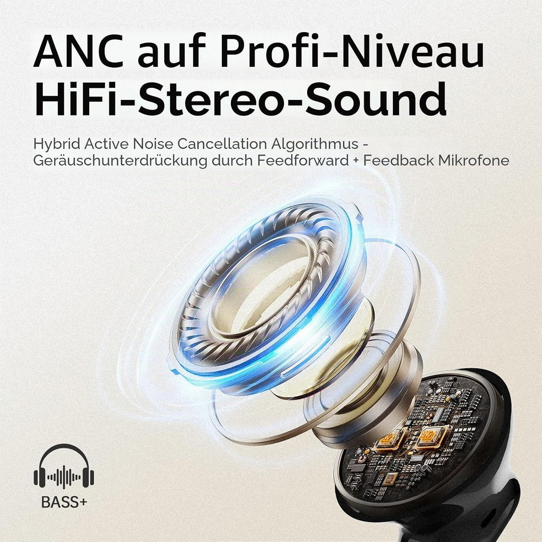 Adaptive Hybride Aktive Geräuschunterdrückung Kopfhörer Kabellos Bluetooth, Bluetooth 5.4 Kopfhörer