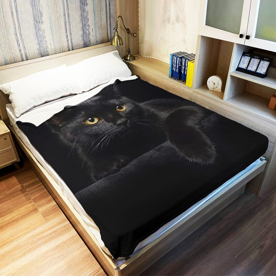YISUMEI Decke 150x200 cm Kuscheldecken Sanft Flanell Weich Fleecedecke Bettüberwurf Schwarze Katze 1