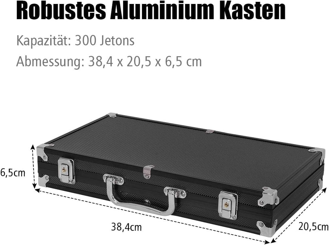 RELAX4LIFE Pokerset Pokerkoffer mit 300 Poker Chips, 2 Kartendecks, Händler & 5 Würfel, Kartenspiel