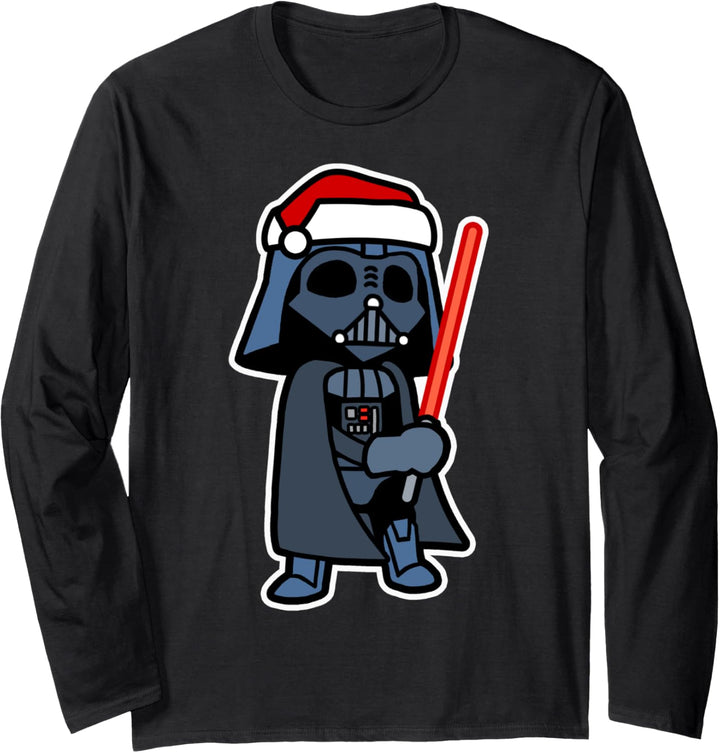 Star Wars Darth Vader Saber Santa Hat Christmas Cartoon Langarmshirt