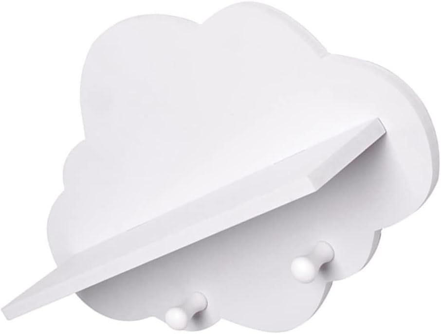 Wolkenregale, 3 Stück, niedliches weisses schwebendes Holzregal in Wolkenform mit Kleiderbügel, Aufb