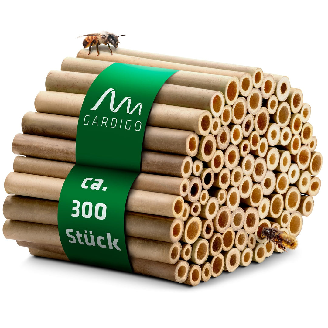 GARDIGO® Bambusröhrchen für Insektenhotel - 300 Stück | Premium Qualität | Niströhren für Wildbienen