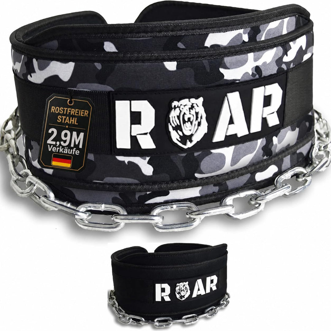 Roar® Gym Belt Men, Gym Gürtel, Gürtel Gewichtheben, Gewicht Gürtel Mit Kette, Dip Belt, Gürtel Fitn