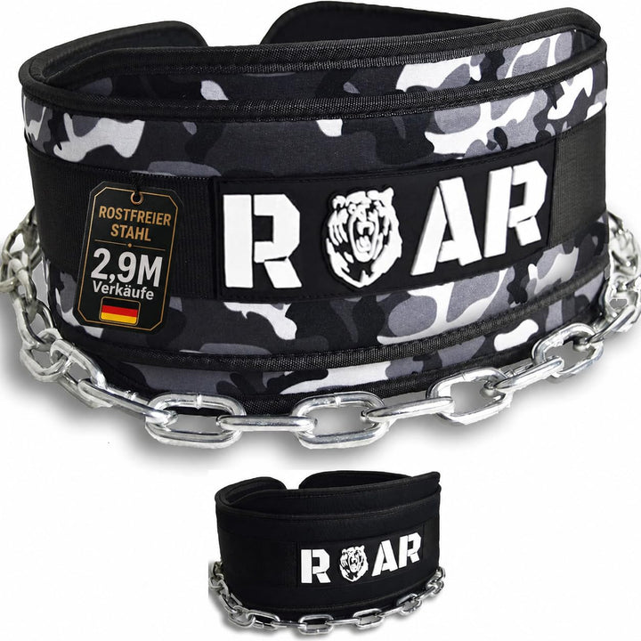 Roar® Gym Belt Men, Gym Gürtel, Gürtel Gewichtheben, Gewicht Gürtel Mit Kette, Dip Belt, Gürtel Fitn