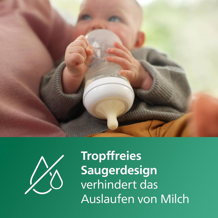 Philips Avent Natural Response Glas-Geschenkset für Neugeborene – 3 x 120 ml und 2 x 240 ml Babyflas