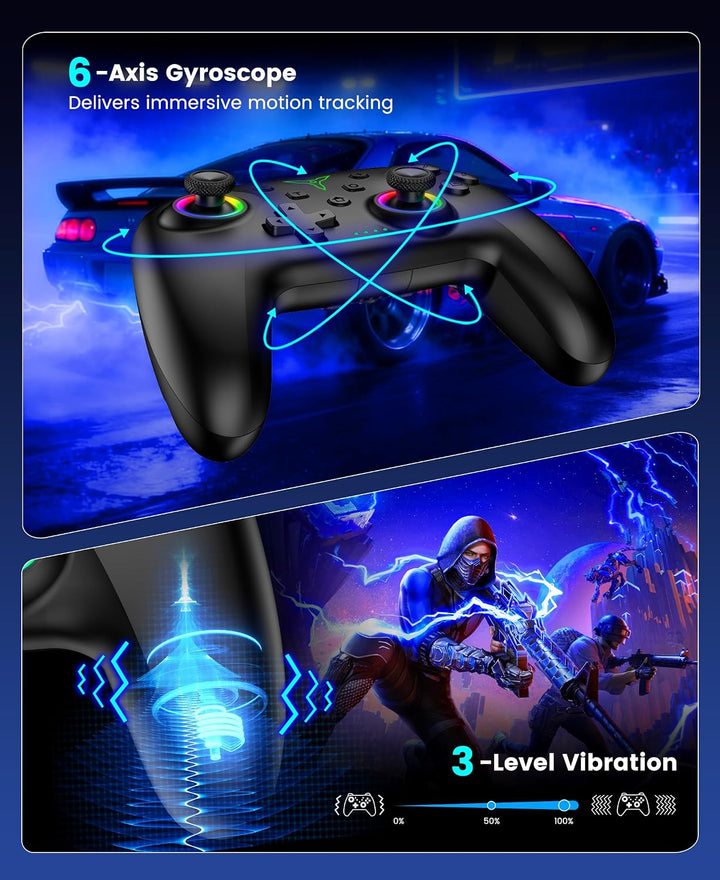 Switch 2 Controller für Switch/OLED/Lite,RGB Lichteffekte Programmierung Pro Controller Wireless mit