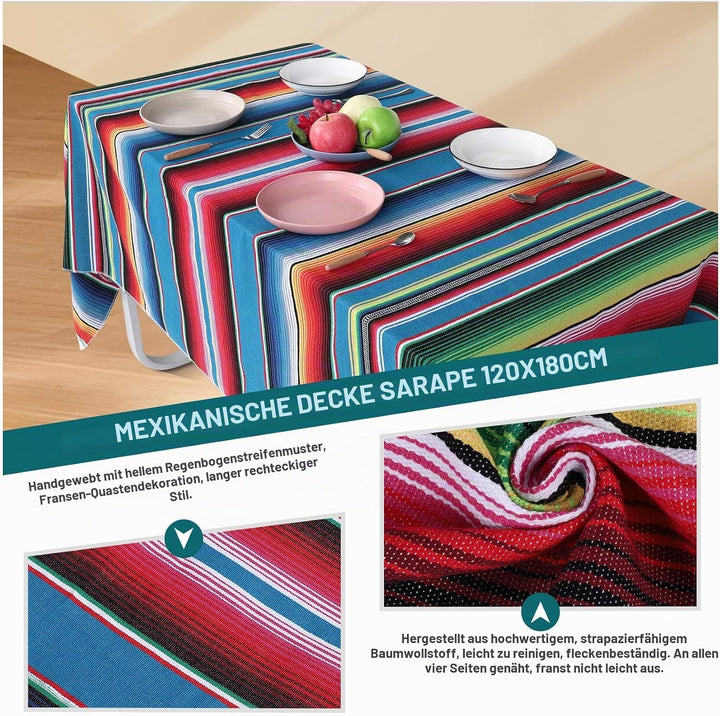 Mexikanische Decke Sarape Picknick Decke ÜBerwurf Tisch Decke Heiss Stange für Yoga, 120X180Cm