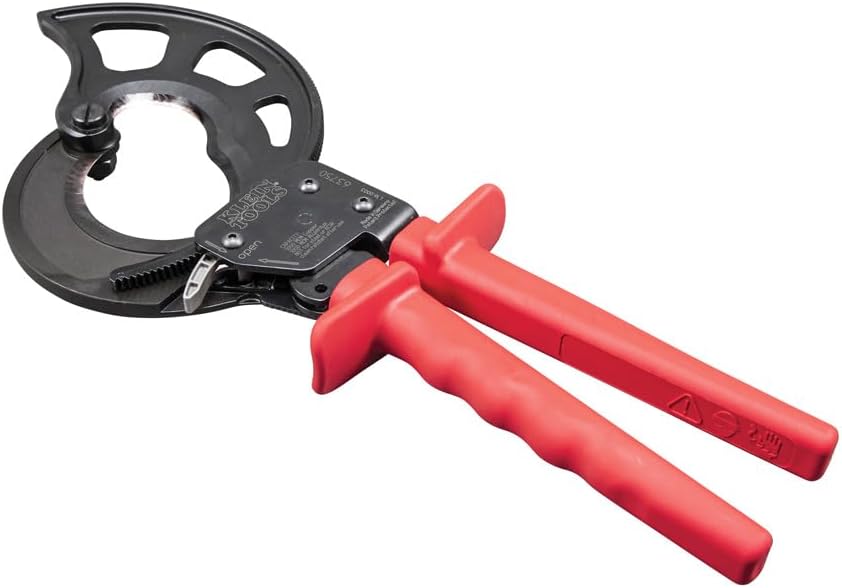 Klein Tools Kabelschneider, Ratschen-Kabelschneider, schneidet bis zu 1000 MCM, ideal für die Kabelv