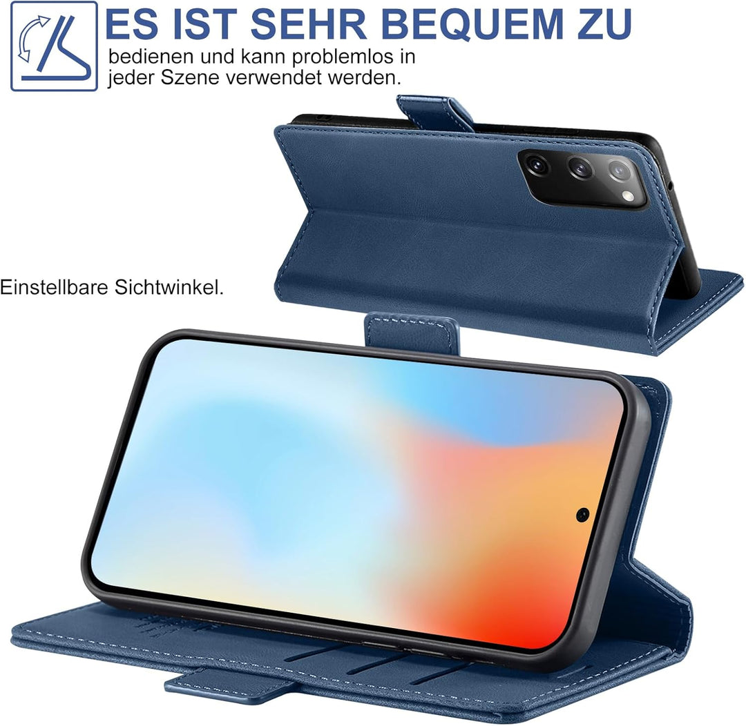 Giyer Handyhülle für Samsung Galaxy S20 FE Hülle mit Schutzfolie, Standfunktion Kartenfach Wallet Pr