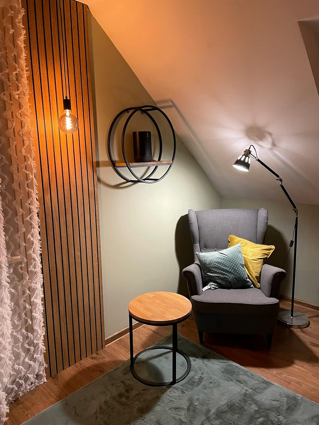 FLEXISTYLE Metall Wandregal 60 cm XXL, Schwarz, Europäische Oval geometrische Linie Design Wand Eich