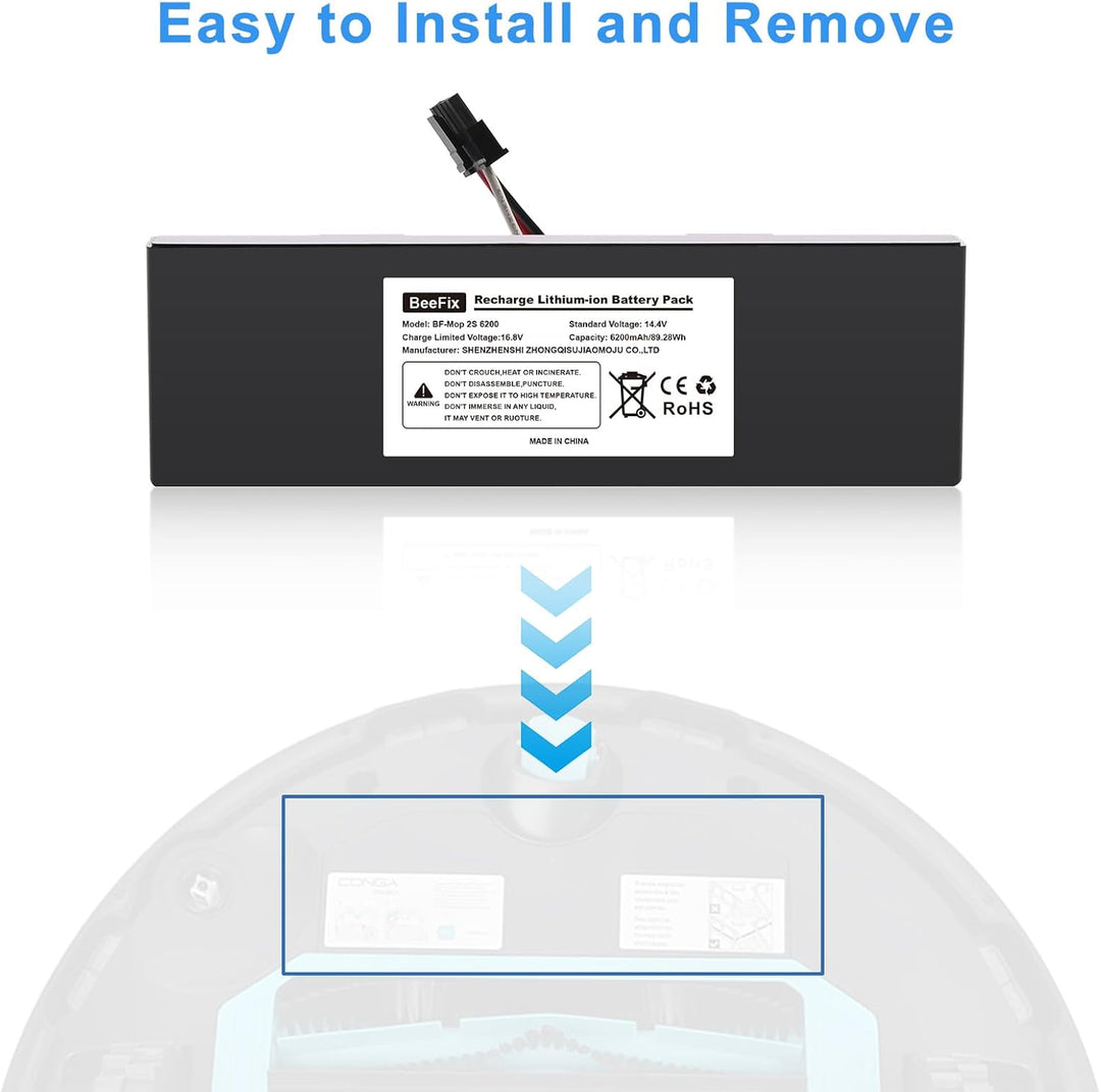 6200mAh Ersatzakku für Xiaomi Mop 2S / Mop Pro/Mop P, 14.4V Li-ion Akku STYTJ02YM Batterie Staubsaug